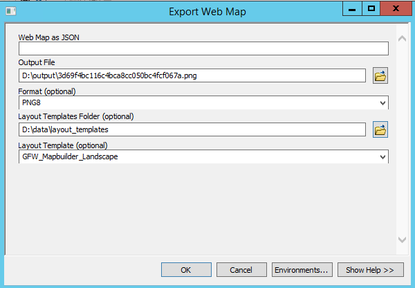 Export webmap dialog
